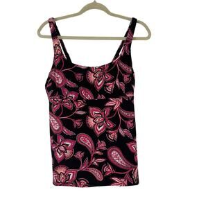 Lands End Womens‎ Swim Tankini Top 12L Nautical Vacation Resort Paisley Floral